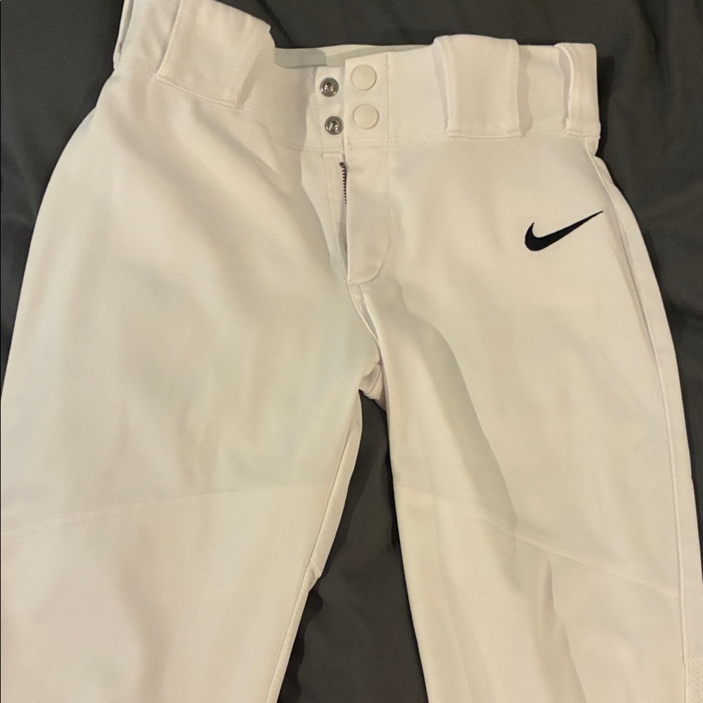 Nike White Baseball Pants with Black Swoosh